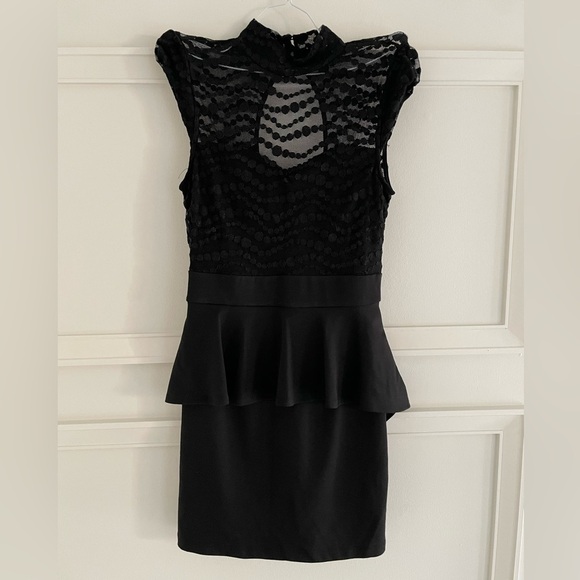 Black Mini Dress with  Mesh & Ruffle Detailing 🖤 - Picture 2 of 5